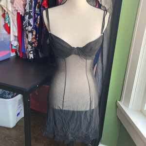 Women's Vintage Silk & Satin Lingerie Dress Size M Black